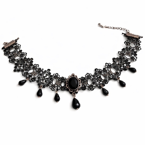 Anthropologie Jewelry - ⚜️ Vamp Black Lace Choker Necklace